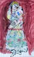 Marc Chagall maquette de costume pour l’Oiseau de feu: femme avec enfant